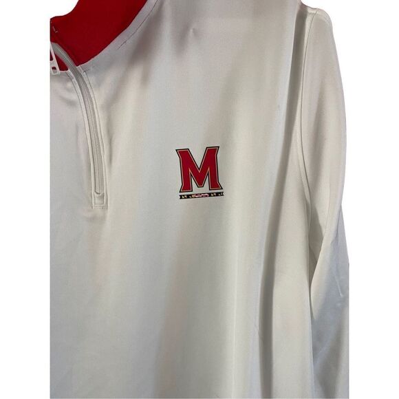 Under Armour Mens White Red 1/4 Zip Maryland Terrapins Pullover Size Large - Picture 2 of 8